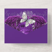 Purple silver butterfly sparkling gown birthday all in one invitation (Back)