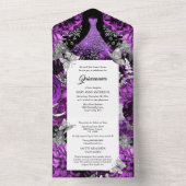 Purple silver butterfly sparkling gown birthday all in one invitation (Inside)