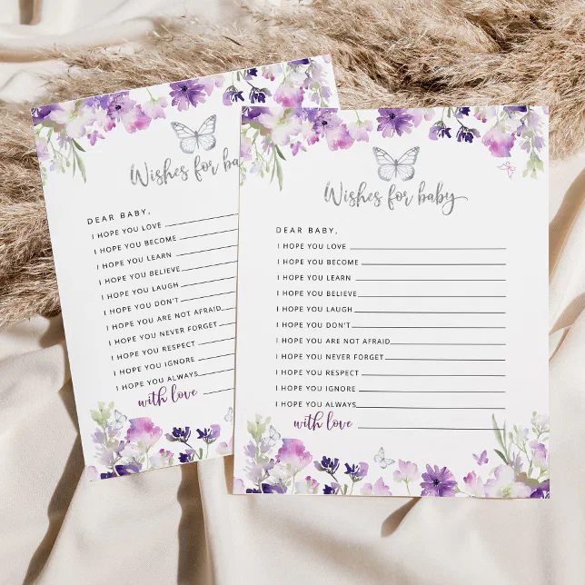 Purple silver butterfly wishes for baby | Zazzle