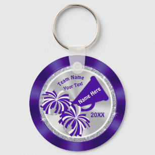Purple Silver Cheap Personalised Cheer Bag Tags Keychain