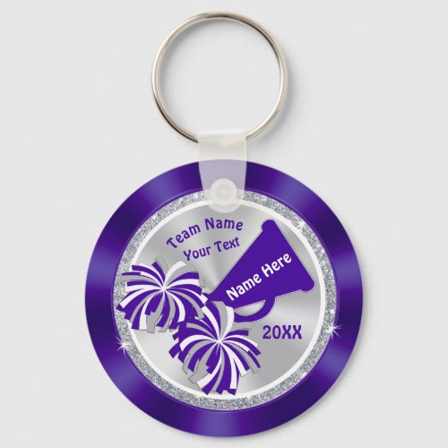 Purple Silver Cheap Personalized Cheer Bag Tags Keychain
