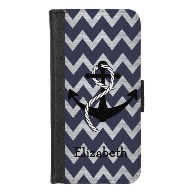 Purple & Silver Chevron Nautical Phone Case (Front)