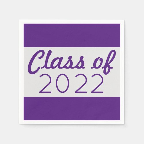 Purple  Silver Class Year Graduation Napkins