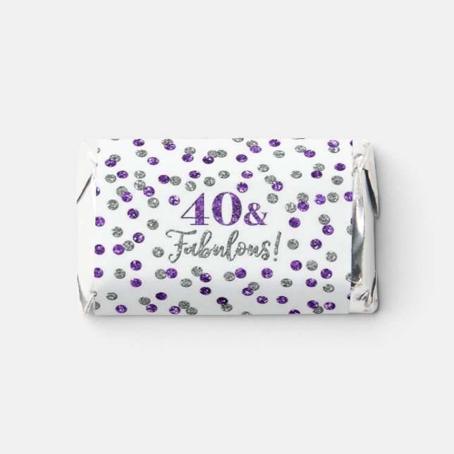 Purple Silver Confetti 40 and Fabulous Birthday Hershey's Miniatures (Front)