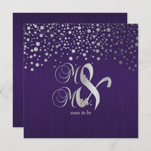 Purple & Silver Confetti Dots - Rehearsal Dinner Invitation