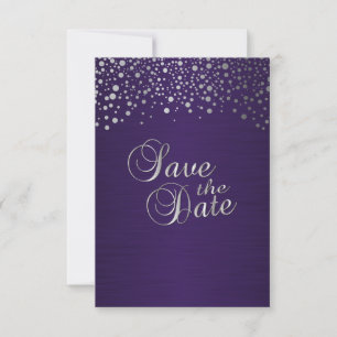 Purple & Silver Confetti Dots - Save the Date