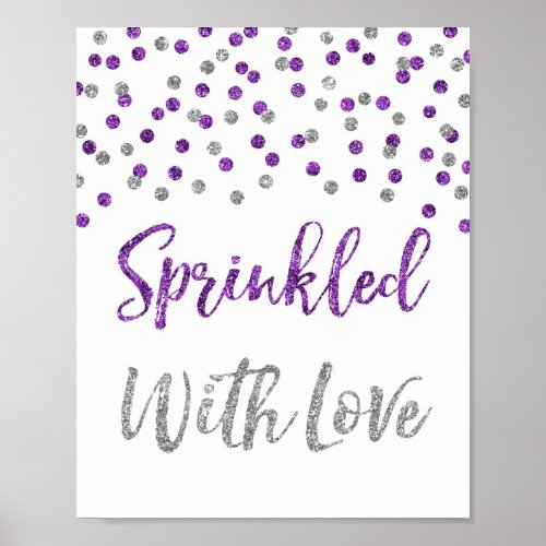 Purple Silver Confetti Sprinkled with Love Sign