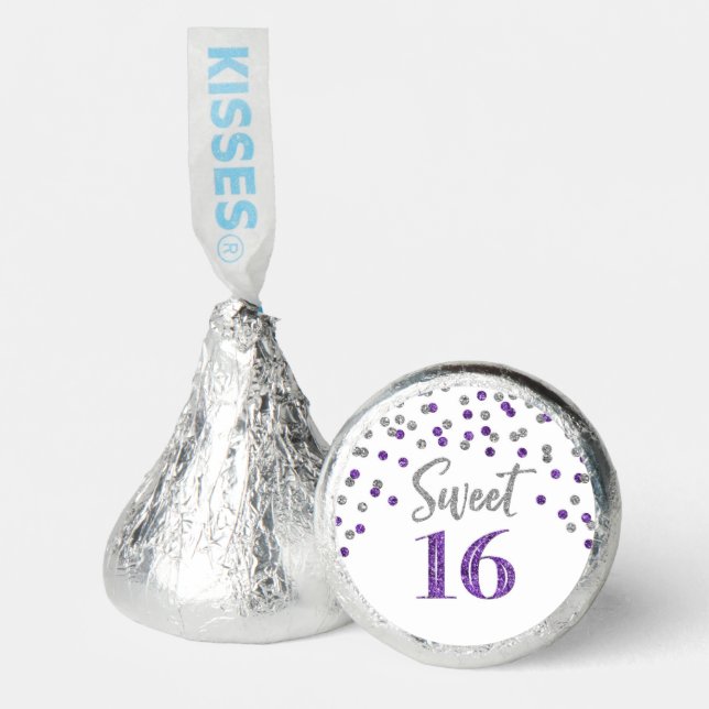 Purple Silver Confetti Sweet 16 Birthday Hershey®'s Kisses® (Front)