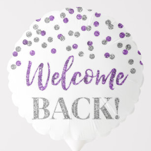 Purple Silver Confetti Welcome Back Balloon
