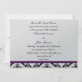 purple silver damask wedding invitation (Back)