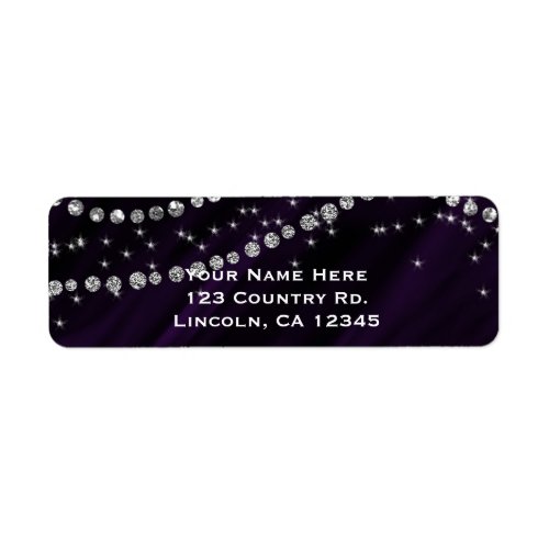 Purple  Silver Diamond Bling Glam Sparkle Label