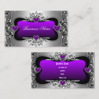 Purple Silver Diamond Image Hearts Elegant Business Card