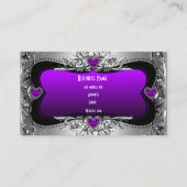 Purple Silver Diamond Image Hearts Elegant Business Card (Back)