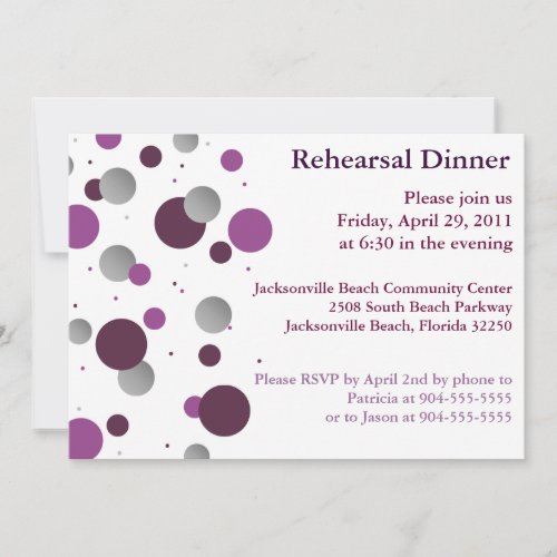 Purple &amp; Silver Dot Rehearsal Dinner Invitation