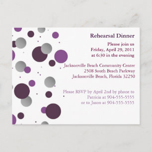 Purple & Silver Dot Rehearsal Dinner Postcard