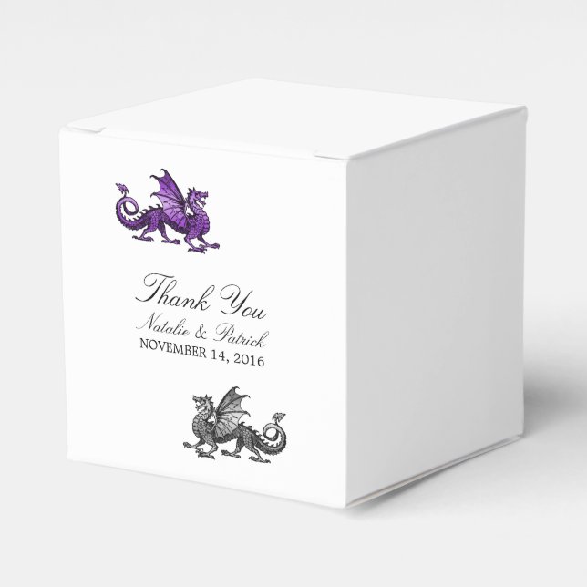 Purple Silver Dragon Wedding Favor Boxes (Front Side)