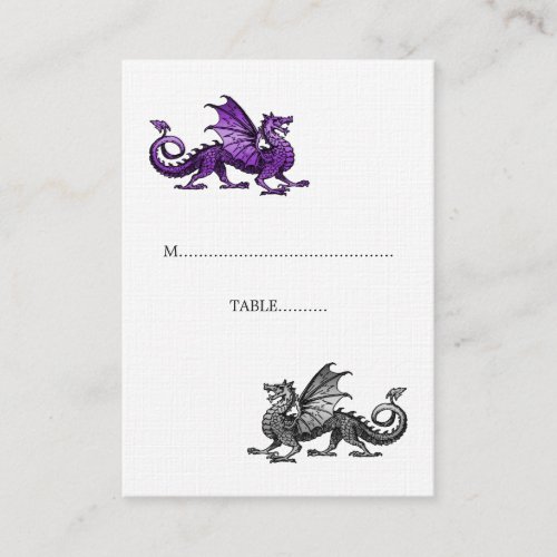 Purple Silver Dragon Wedding Place Card