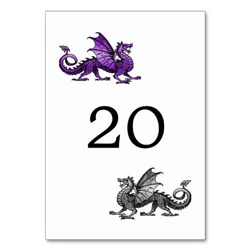 Purple Silver Dragon Wedding Table Card
