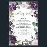 Purple Silver Elegant Floral Wedding Menu Cards<br><div class="desc">Design features elegant roses,  peonies and other flower elements in various shades of light and dark purples with gray - silver,  mixed green shades of greenery and eucalyptus foliage that create a unique watercolor wreath.</div>