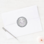 Purple Silver FAUX Foil Wedding Favor Sticker (Envelope)