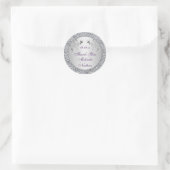 Purple Silver FAUX Foil Wedding Favor Sticker (Bag)