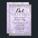 Purple Silver Faux Glitter Lights Bat Mitzvah Invitation<br><div class="desc">Celebrate in style with this modern Bat Mitzvah invitation,  featuring a lilac purple sparkle lights background with a faux silver glitter border. Designs are flat printed illustrations/graphics - NOT ACTUAL GLITTER.</div>