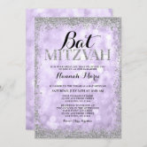 Stunning Purple Shimmer Bat Mitzvah Logo | Typeset In-House | outlet Customizable | Matching Digital Invitation & Accessories | www.urevite.com