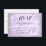 Purple Silver Faux Glitter Lights Bat Mitzvah RSVP Card<br><div class="desc">Modern Bat Mitzvah RSVP card,  featuring a lilac purple sparkle lights background with a faux silver glitter border. Designs are flat printed illustrations/graphics - NOT ACTUAL GLITTER.</div>