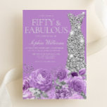 Purple & Silver Fifty & Fabulous 50th Birthday Invitation<br><div class="desc">Purple & Silver Fifty & Fabulous 50th Birthday Party Invitation - 50 and Fabulous Invitation

See matching collection in Niche and Nest Store</div>