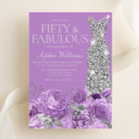 Purple & Silver Fifty & Fabulous 50th Birthday