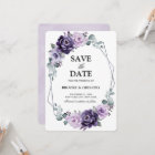 Purple Silver Floral Bloom Geometric Save the Date
