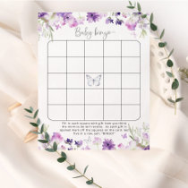 Purple silver floral butterfly baby bingo