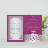 Purple, Silver Floral Hearts Wedding Program (Standing Front)