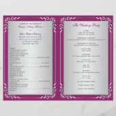 Purple, Silver Floral Hearts Wedding Program (Back)