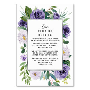 Purple Silver Floral Lilac Wedding Enclosure Cards