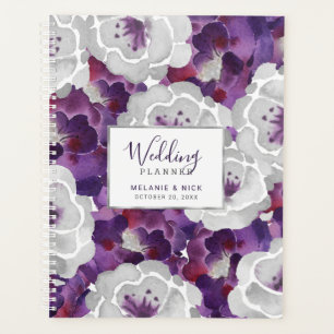 Purple Silver Floral Wedding Planner notebook
