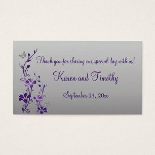 Purple, Silver Floral with Butterflies Favor Tag