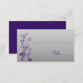 Purple, Silver Floral with Butterflies Place Cards (Front/Back)