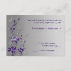 Purple Silver Floral with Butterflies RSVP Card