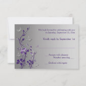 Purple Silver Floral with Butterflies RSVP Card (Back)