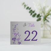 Purple Silver Floral with Butterflies Table Number (Standing Front)
