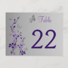 Purple Silver Floral with Butterflies Table Number