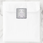 Purple Silver Foil Floral Wedding Favor Sticker (Bag)