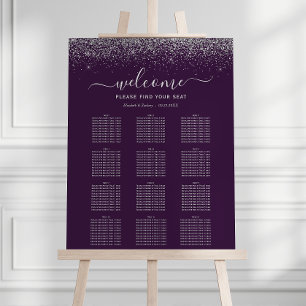 Purple Silver Glitter 12-Table Wedding Seating Foam Board