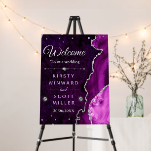 Purple & Silver Glitter Agate & marble Wedding Foam Board
