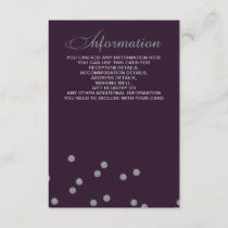 Purple Silver Glitter Confetti Elegant Wedding Enclosure Card