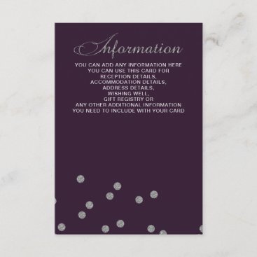 Purple Silver Glitter Confetti Elegant Wedding Enclosure Card