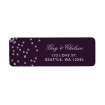 Purple Silver Glitter Confetti Elegant Wedding Label