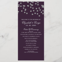 Purple Silver Glitter Confetti Elegant Wedding Program