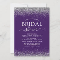 Purple Silver Glitter Girly Bridal Shower